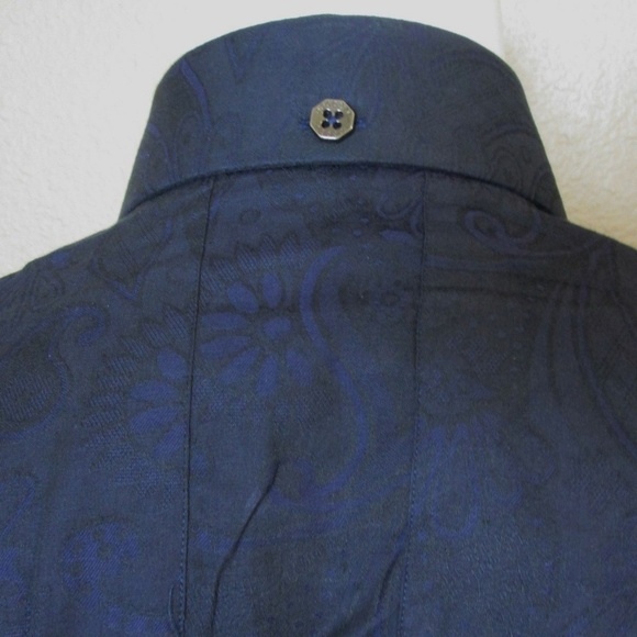 Bogosse Mens Blue Print Button Front Shirt New - Picture 5 of 8
